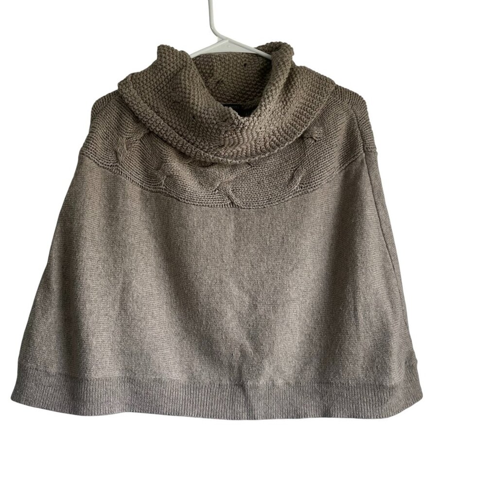 Talbots Knit Turtleneck Sweater Shawl Tan Size Small/Medium